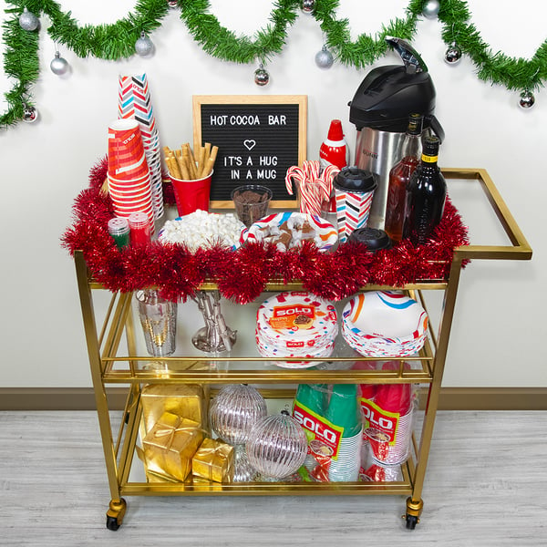 hot cocoa bar cart for the holidays